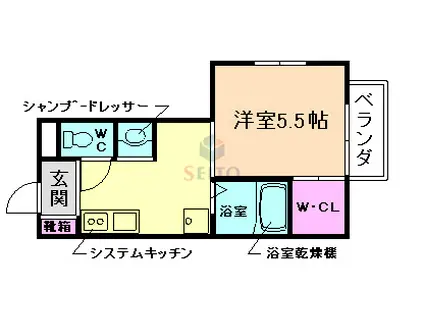 南桜塚アイビーコート(1K/2階)の間取り写真