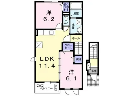 OCEAN H・Y II(2LDK/2階)の間取り写真