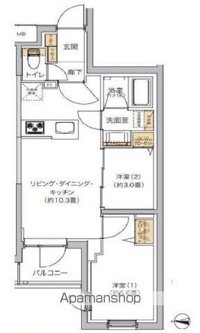 リビオメゾン湯島(2LDK/3階)の間取り写真