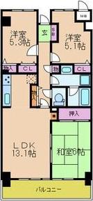 エクセル熊取(3LDK/3階)の間取り写真