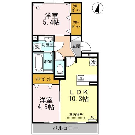 サンハイム合志(2LDK/3階)の間取り写真