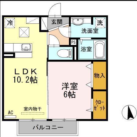 エスペランス(1LDK/1階)の間取り写真