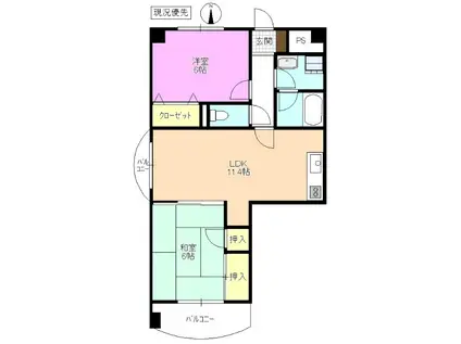 グランビュー東和庄内(2LDK/2階)の間取り写真