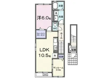 ディア メゾン Y(1LDK/2階)の間取り写真
