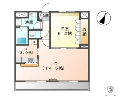 LIFE AMENITY HAKUEI(1LDK/3階)の間取り写真
