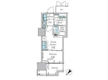 HARUMI FLAG PORT VILLAGE B棟(1DK/3階)の間取り写真