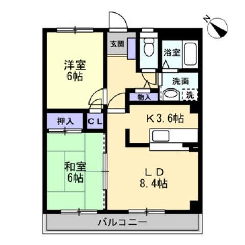 フォブールQUA(2LDK/1階)の間取り写真