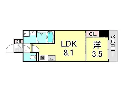 LIVIAZ KOBE LAMER(1LDK/4階)の間取り写真