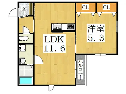 シャーメゾンレグルス(1LDK/2階)の間取り写真