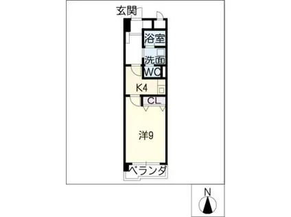 カスティーヌ前津(1K/4階)の間取り写真