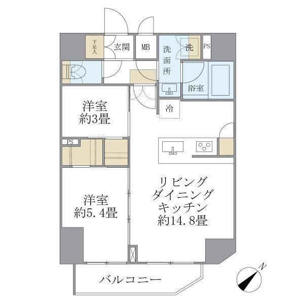 アジールコート町屋(2LDK/7階)の間取り写真