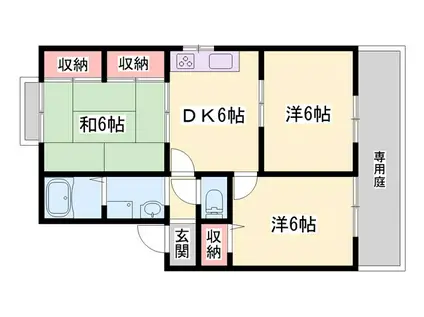 ビワージュキヨタA棟(3DK/1階)の間取り写真
