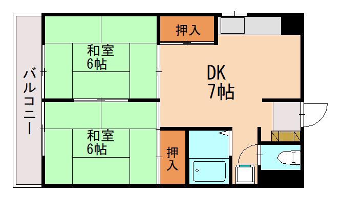 プレリュード篠栗I(2DK/2階)の間取り写真