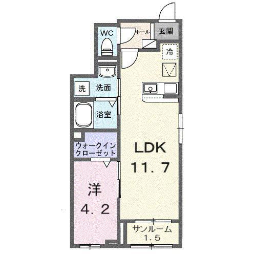 サヅテール 青木島(1LDK/1階)の間取り写真