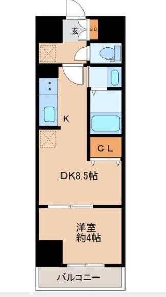 アスコット六丁の目(1LDK/2階)の間取り写真