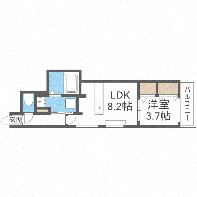 ラグゼ北大前(1LDK/4階)の間取り写真