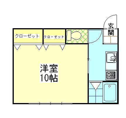 シャトー51 I(1K/1階)の間取り写真