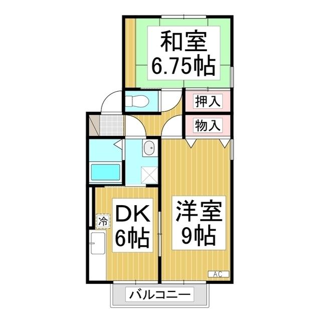 グレイス・ランド B棟(2DK/2階)の間取り写真