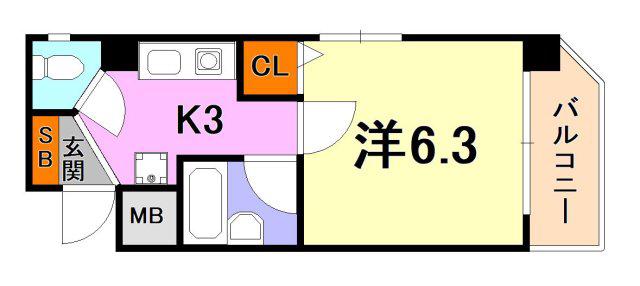 クロワートル二宮(1K/4階)の間取り写真
