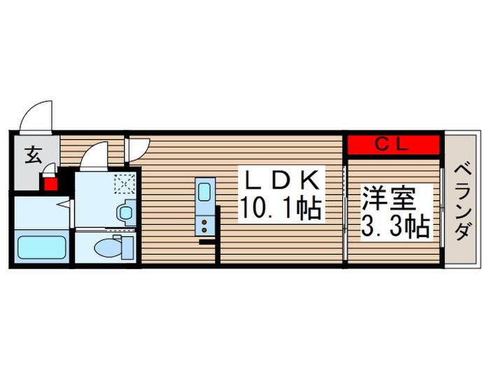 AJ南柏ウエスト III(1LDK/1階)の間取り写真