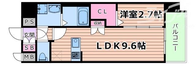 プレサンスNEO上新庄PRIMECRUIS(1LDK/11階)の間取り写真