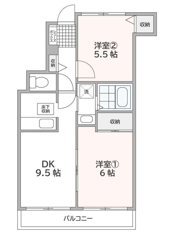 メゾンメルヴェイユ鶴川台(2DK/2階)の間取り写真