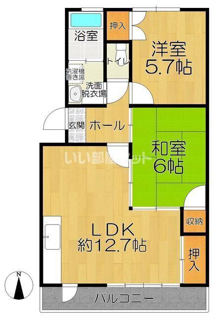 岩崎マンション(3DK/2階)の間取り写真