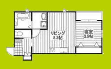 岩伸リバーコート住吉(1LDK/3階)の間取り写真