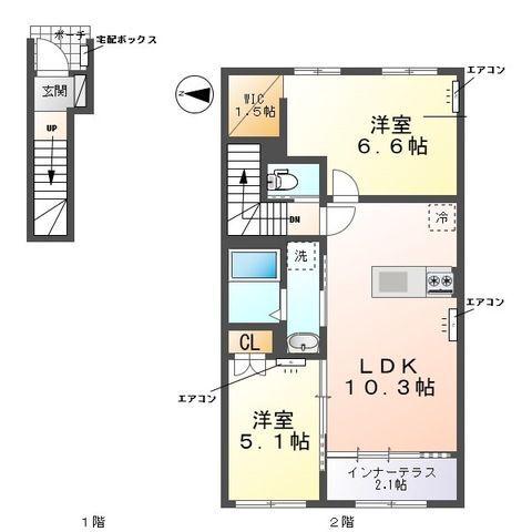 ANELA(2LDK/2階)の間取り写真