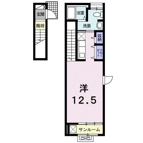 ジュネス 華(ワンルーム/2階)の間取り写真