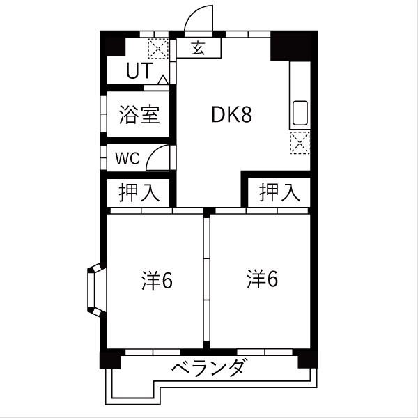 ショーヨ―ビル(2DK/2階)の間取り写真