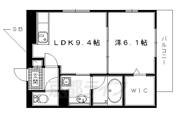 ヴェリタス黄檗I(1LDK/1階)の間取り写真