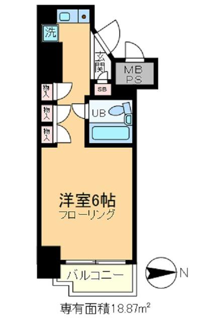 メインステージ王子駅前(ワンルーム/8階)の間取り写真