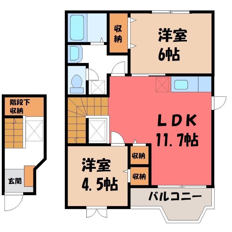 エピナ-ル B(2LDK/2階)の間取り写真