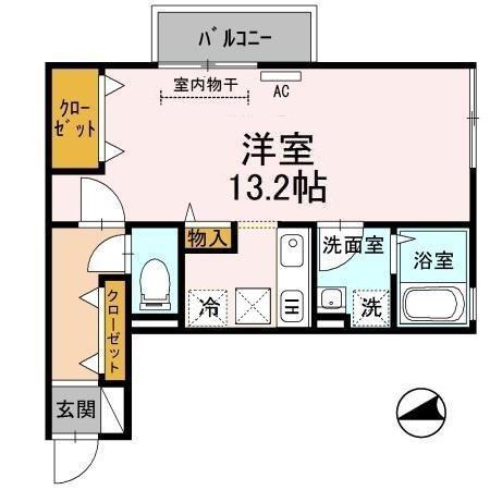 パストラルKA棟(ワンルーム/1階)の間取り写真