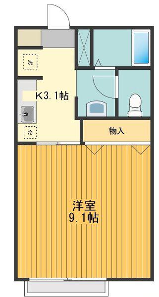 ソレーユB(1K/2階)の間取り写真