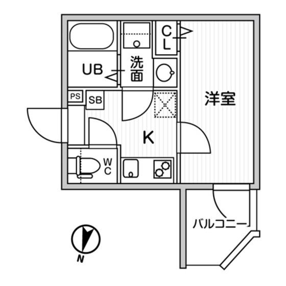 TS CUORE横濱元町(1K/2階)の間取り写真