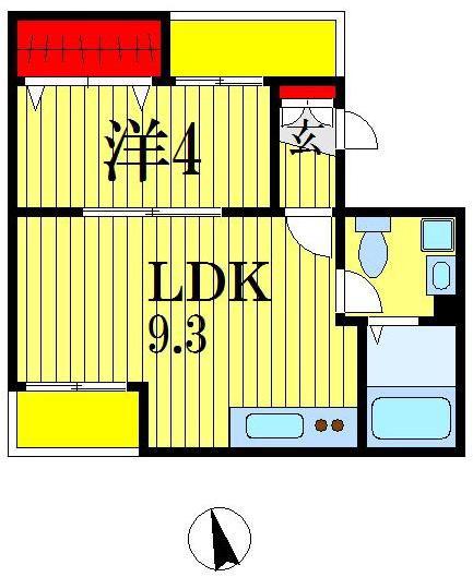 コスモス千葉寺(1LDK/3階)の間取り写真
