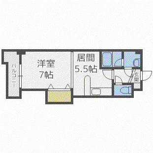 コンパス琴似(1DK/2階)の間取り写真