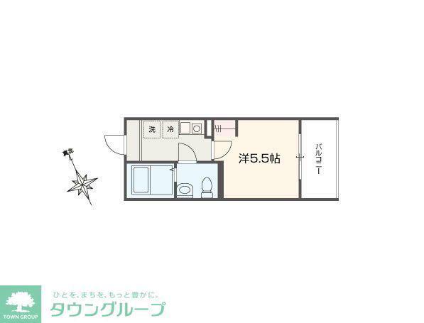 MELLAS相模原(1K/1階)の間取り写真
