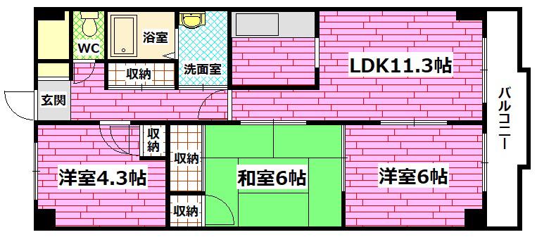 コスモス府中(3LDK/2階)の間取り写真