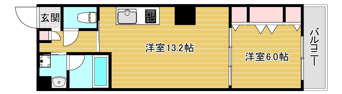 ブラービ南船場(1LDK/12階)の間取り写真