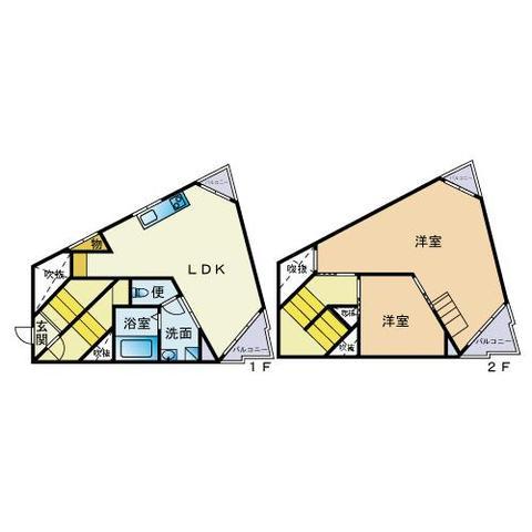 西新ルッソI(2SLDK/4階)の間取り写真