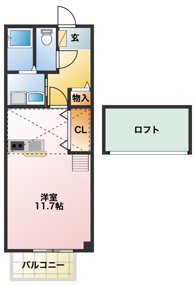 パームタウンノース(ワンルーム/3階)の間取り写真