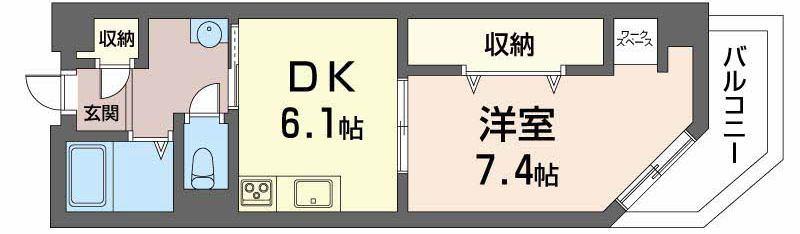 フェニーチェ・II(1DK/11階)の間取り写真