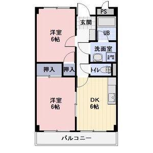 モンターニュ横山(2DK/3階)の間取り写真