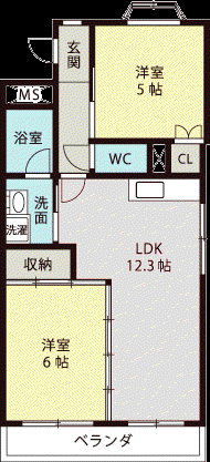 マ・メゾン壱番館(2LDK/3階)の間取り写真