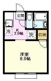 ヴィラホワイト(1K/1階)の間取り写真