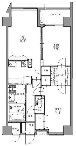 KO OLINA GONGEN(2LDK/7階)の間取り写真