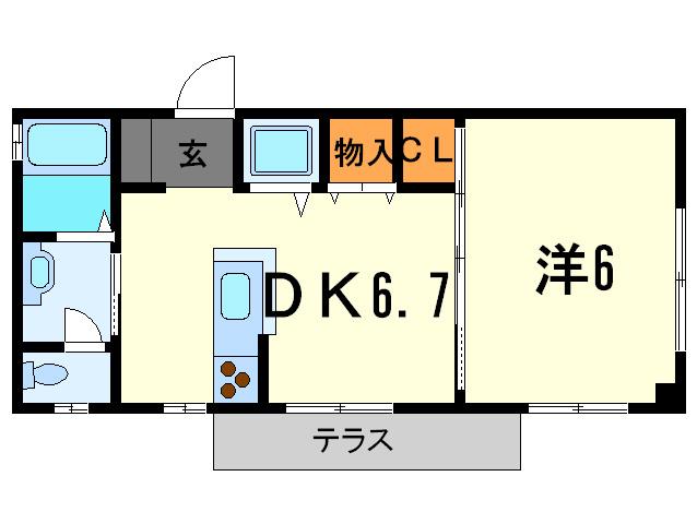 ハイローム北昭和III(1DK/1階)の間取り写真